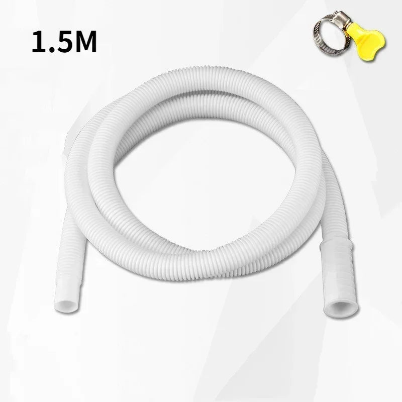 Flexible Air Conditioning & Washing Machine Drain Hose — Water Inlet Extension Pipe with Faucet Connector for Bathroom & Kitchen