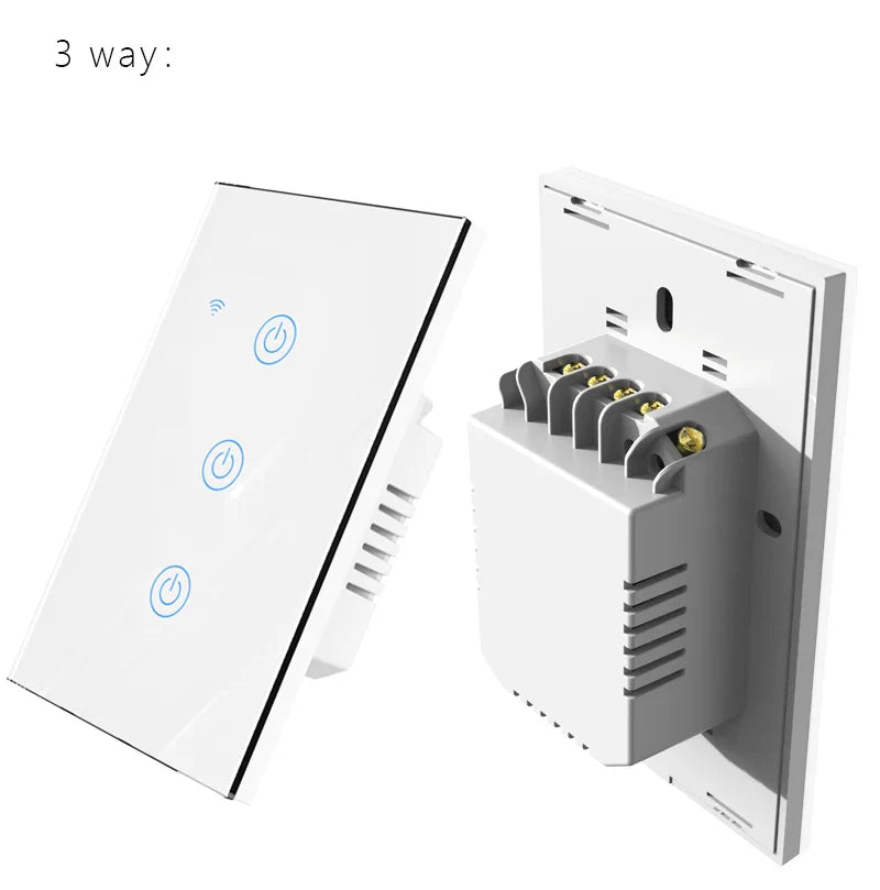 WiFi & Bluetooth Smart Touch Panel Switch - US Standard, 1/2/3/4 Way, Compatible with Tuya & Google Home