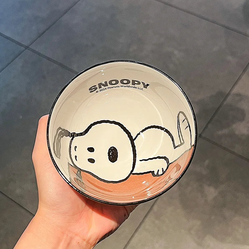 New Cute Snoopy Ceramic Bowl Set – Kawaii Anime Cartoon Tableware for Home & Gift