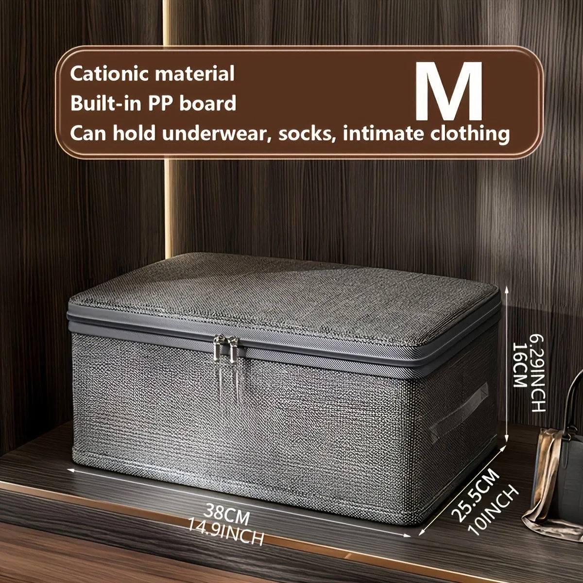 Foldable Linen-Look Storage Box - Large Zipper Wardrobe Organizer Bin for Clothes, Sweaters & Household Items