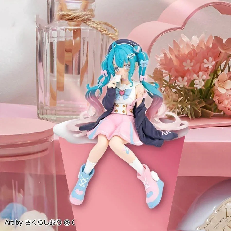New Hatsune Miku Anime Figure – Pink Sakura Sitting PVC Action Figure, Model Toy Decoration & Collectible Gift