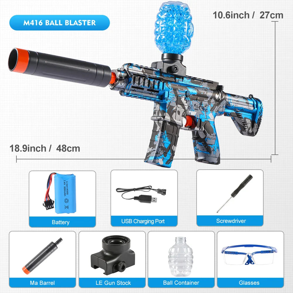 M416 Electric Ball Blaster Toy Gun – High-Speed Metallic Finish, Rechargeable, Halloween & Thanksgiving Gift (Bullets Not Included)