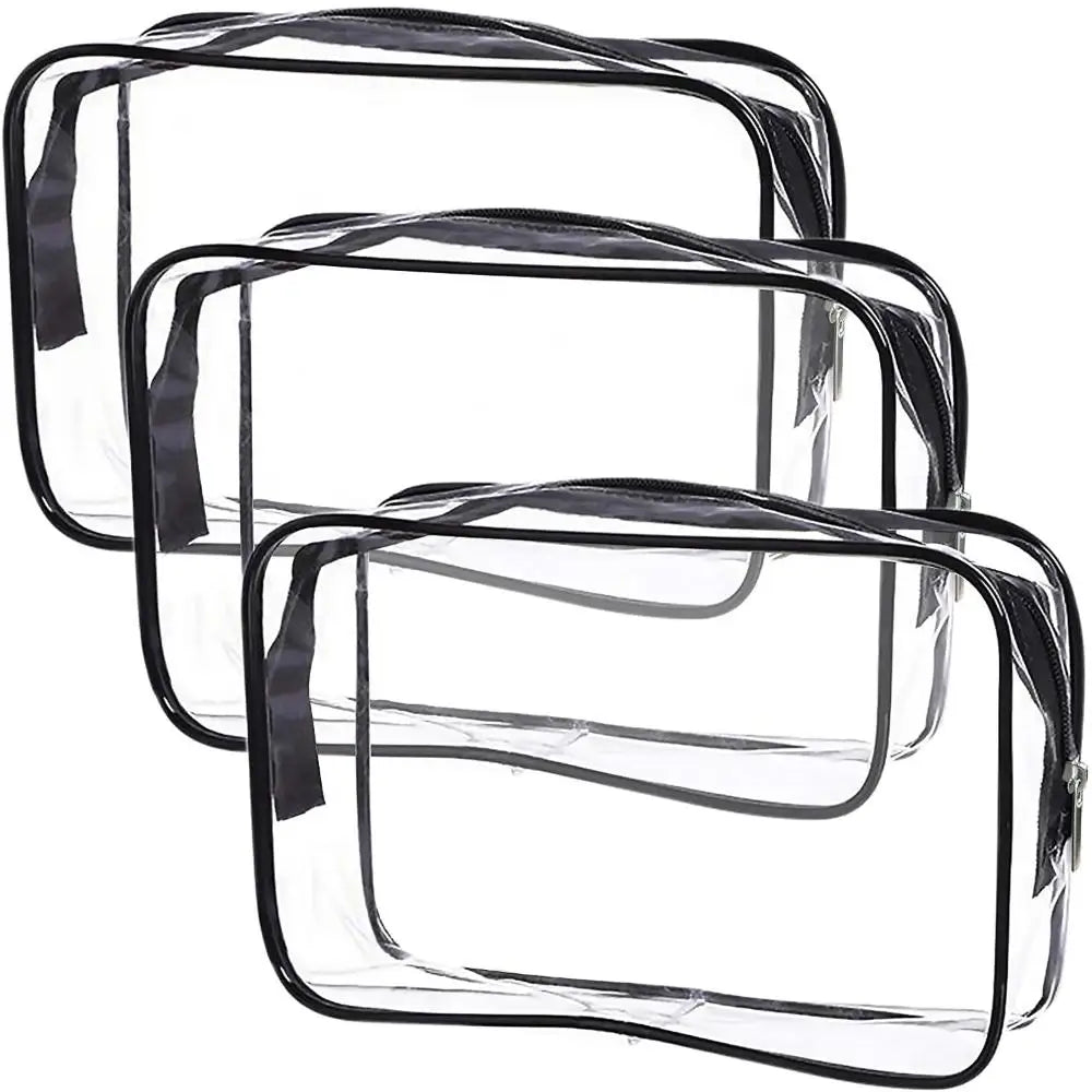 Women's Waterproof Transparent Zipper Cosmetic Bag – Toiletry Storage Pouch & Makeup Case