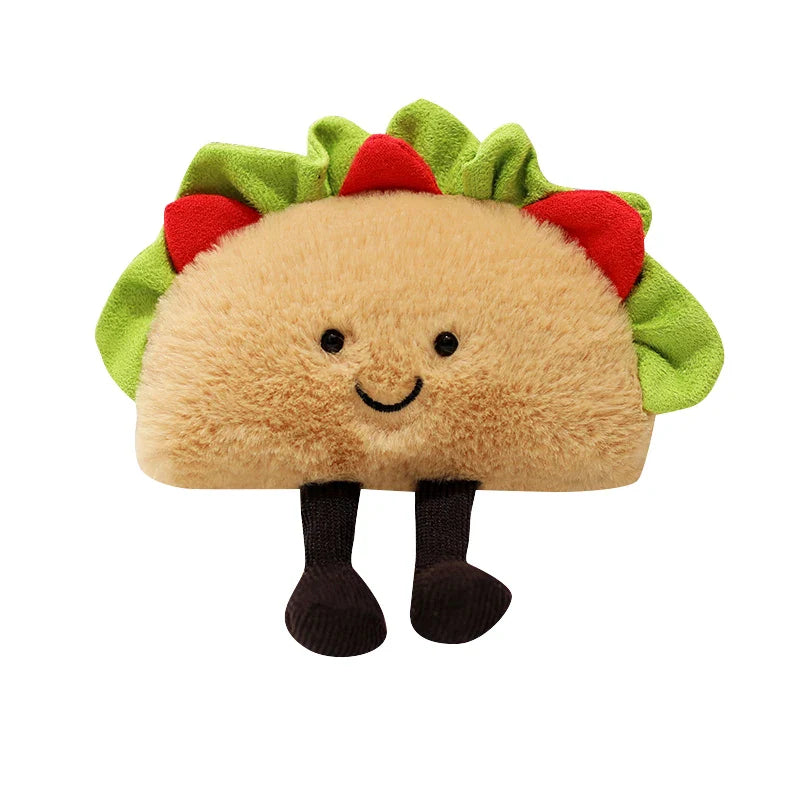 15cm Cute Cartoon Hamburger & Taco Plush Toy – Soft Fluffy Stuffed Doll, Creative Kids Gift for Birthday & Holidays