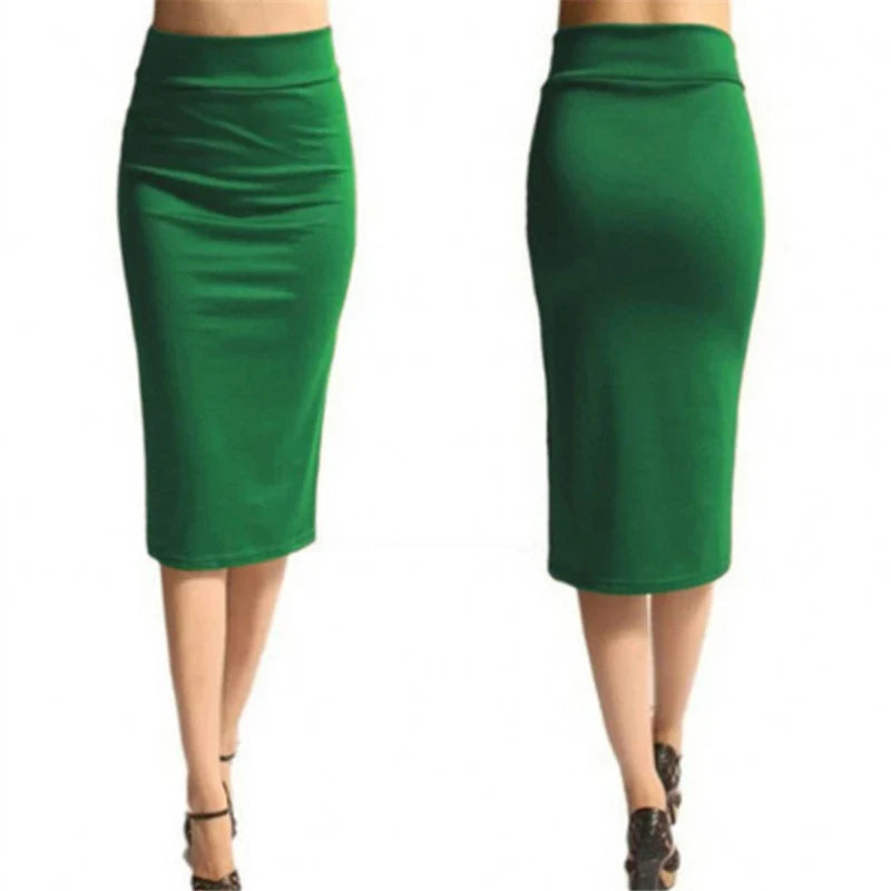Women’s High Waist Bodycon Pencil Skirt – Slim Fit Knee-Length Stretch Office & Sexy Skirt