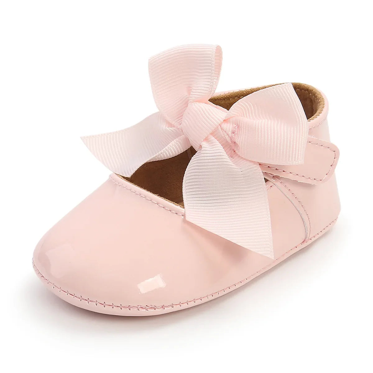 Meckior Baby Girl Shoes – Bowknot PU Ballet Slippers with Rubber Anti-Slip Sole, First Walker Toddler Crib Dress Shoes
