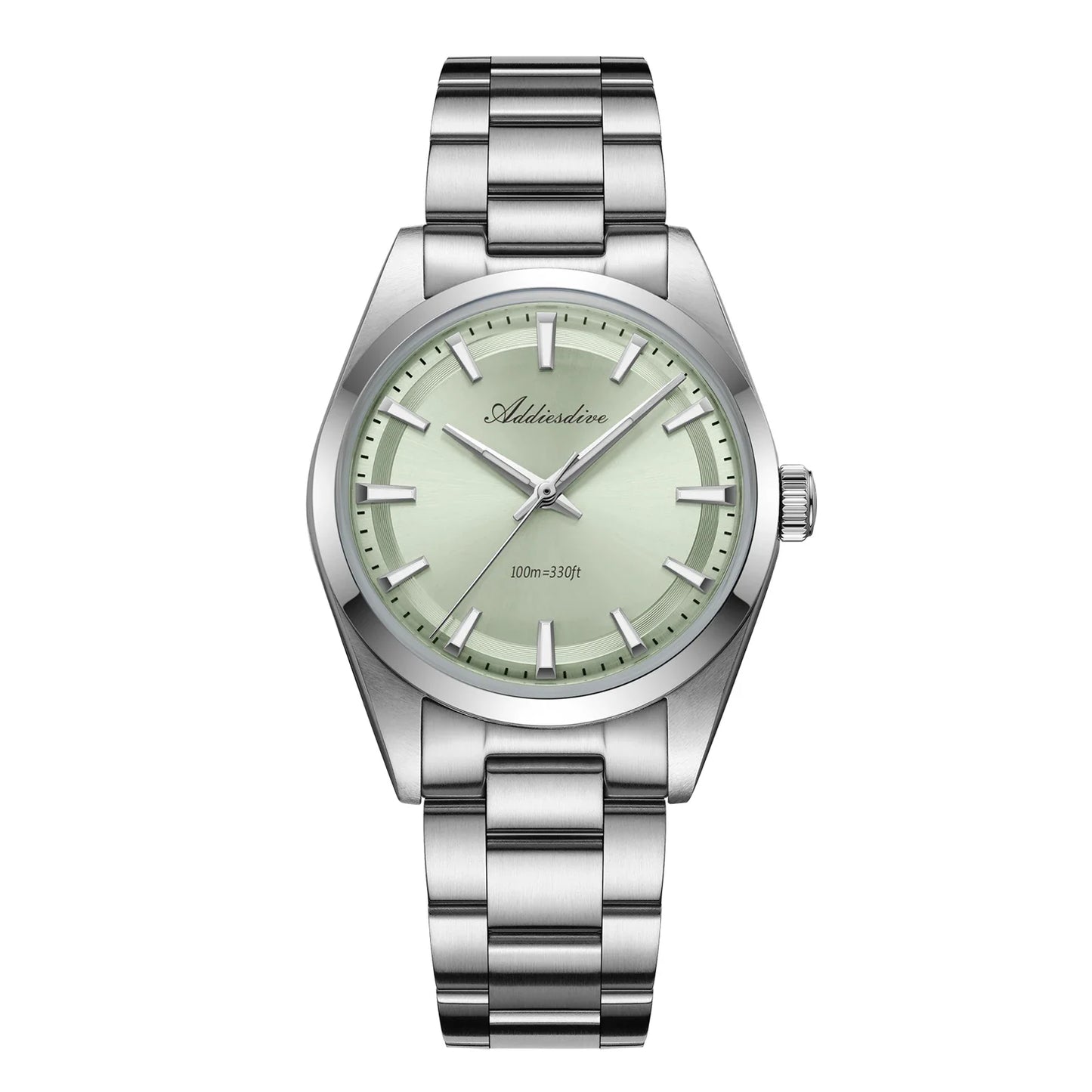 ADDIESDIVE Men's Luxury Quartz Watch – VH31, 100m Waterproof, Green AR Coating, Luminous, 316L Stainless Steel, 36mm