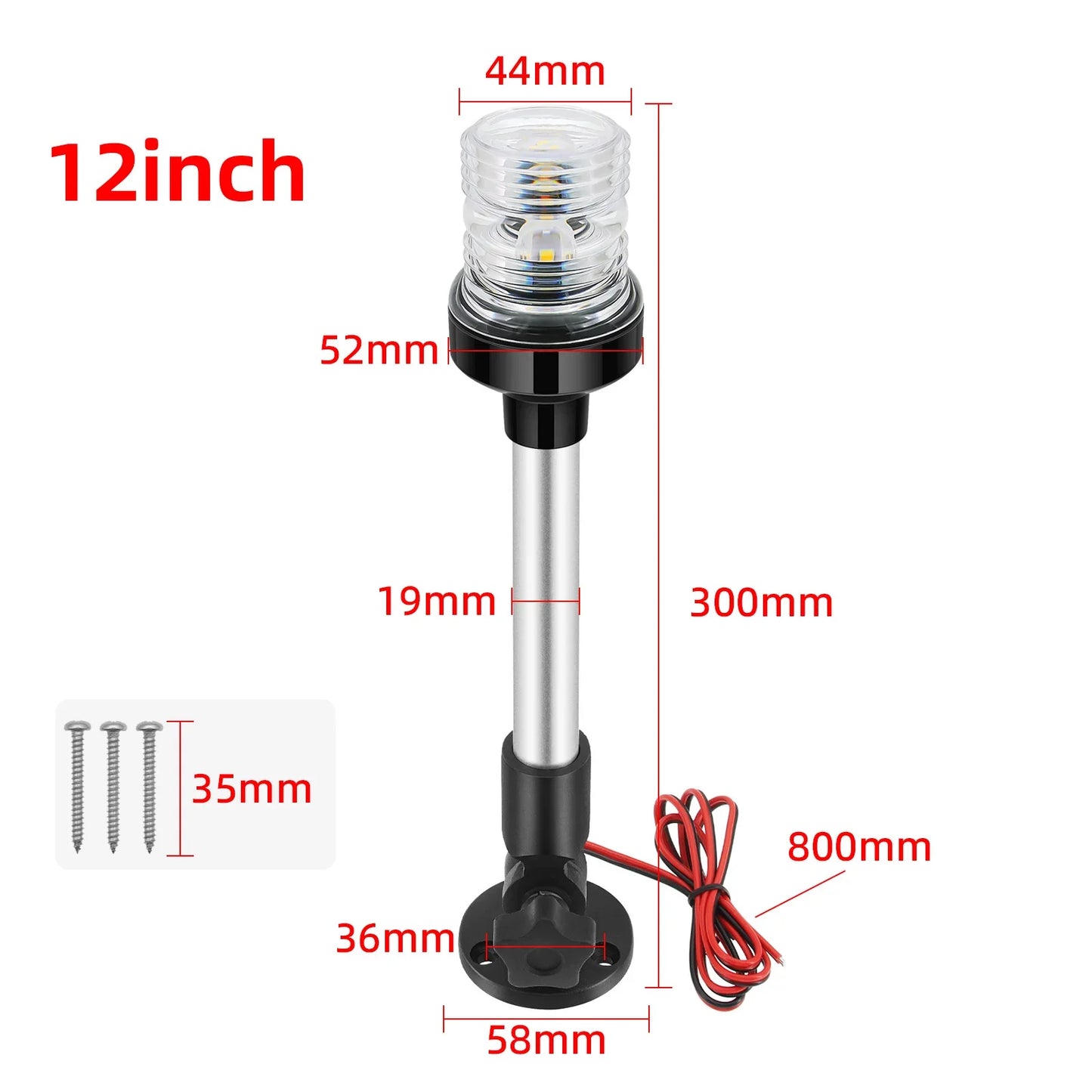 12V/24V LED Boat Navigation Light – 360° Fold Down Marine Signal Anchor Light for Yacht & Sailing