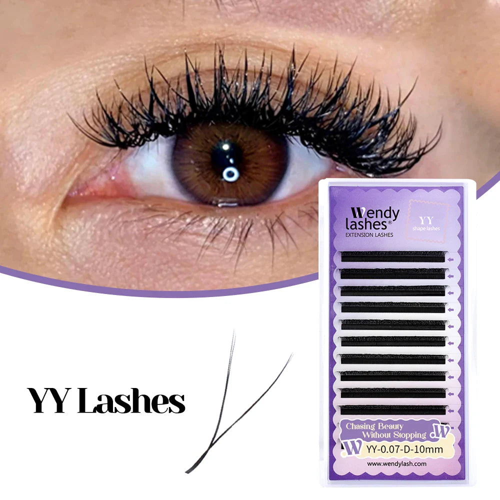 Wendy Lashes YY Shape Eyelash Extensions – Automatic Flowering W-Shape 3D-8D Premade Black Lashes