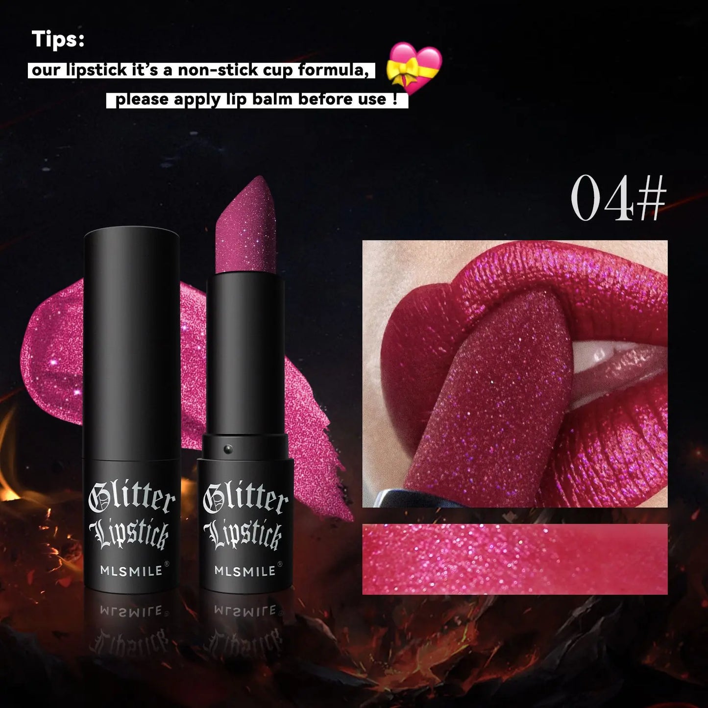 7-Color Glitter Lipstick – Waterproof, Long-Lasting Diamond Pearlescent Metallic Lip Gloss for Women