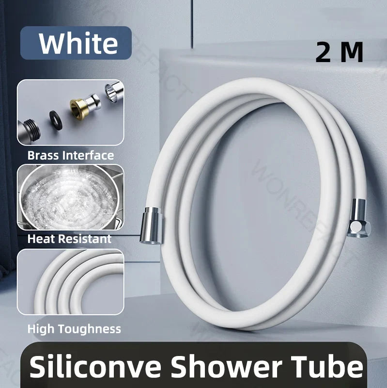 Bathroom Silicone Shower Hose — Flexible, Anti-Kink, Explosion-Proof High-Toughness Shower Tube