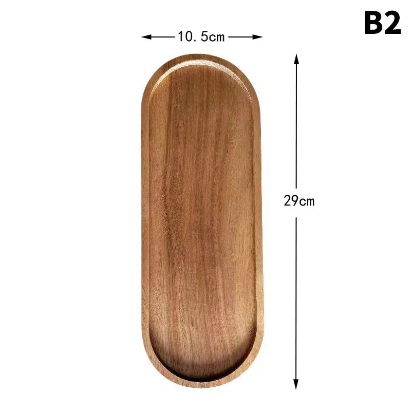Solid Wood Round Dessert Plate β Japanese-Style Wooden Tray for Snacks, Dried Fruit & Tableware