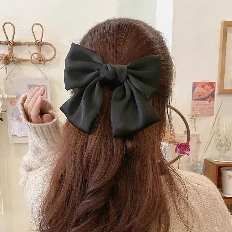 Fashion Cute Fabric Hair Bow Hairpin β Black & White Ribbon Hair Clips, Headwear for Women, Hair Jewelry Accessories