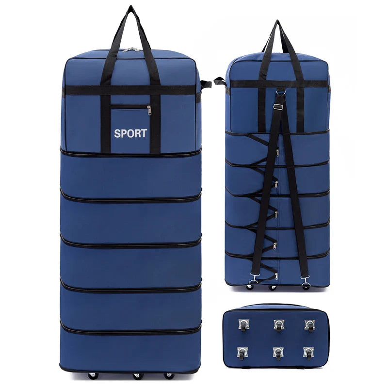 5-Layer Folding Wheeled Travel Bag – Large Capacity Waterproof Durable Luggage for Weekend Trips & Overnight Travel