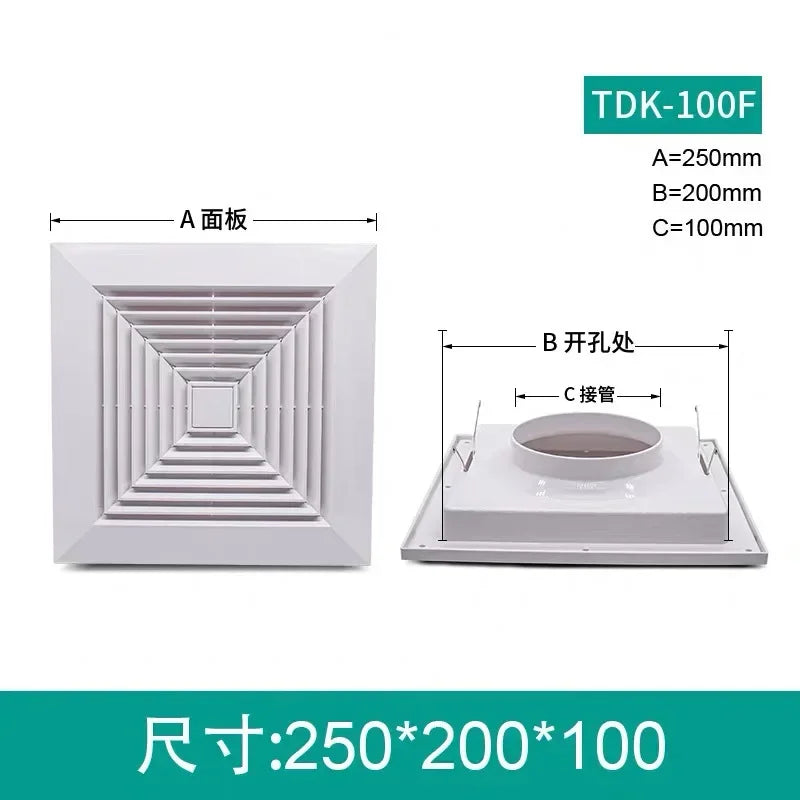 ABS Square Air Conditioner Diffuser - Ceiling Vent Outlet for Duct Exhaust and Ventilation Hood