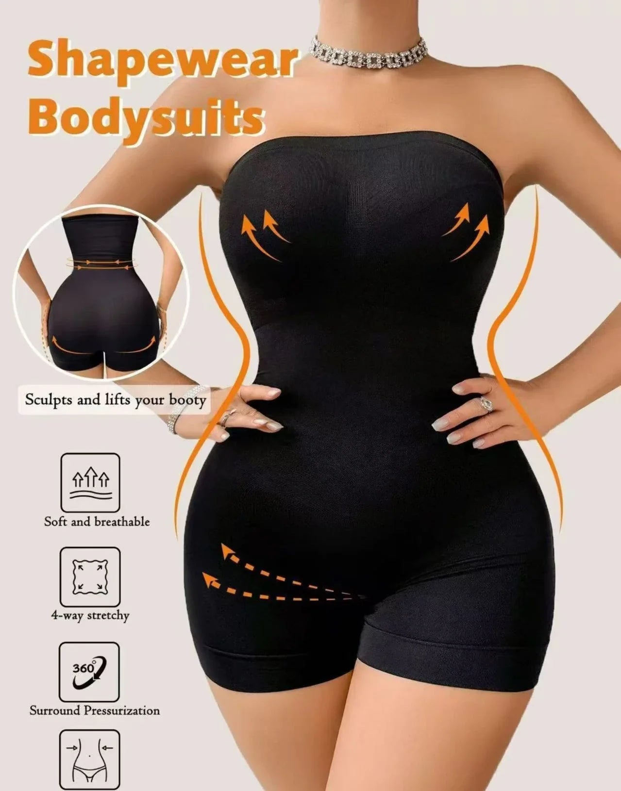 Women’s Seamless Shapewear Corset Bodysuit – High Waisted Tummy Control Hip Lifting Slimming Body Shaper Pants