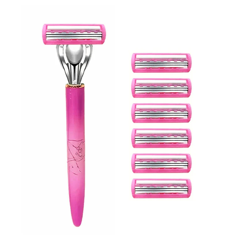 Women’s Safety Razor Blade Set – 4/12PCS 3-Layer Stainless Steel Replacement Heads for Bikini & Hair Removal