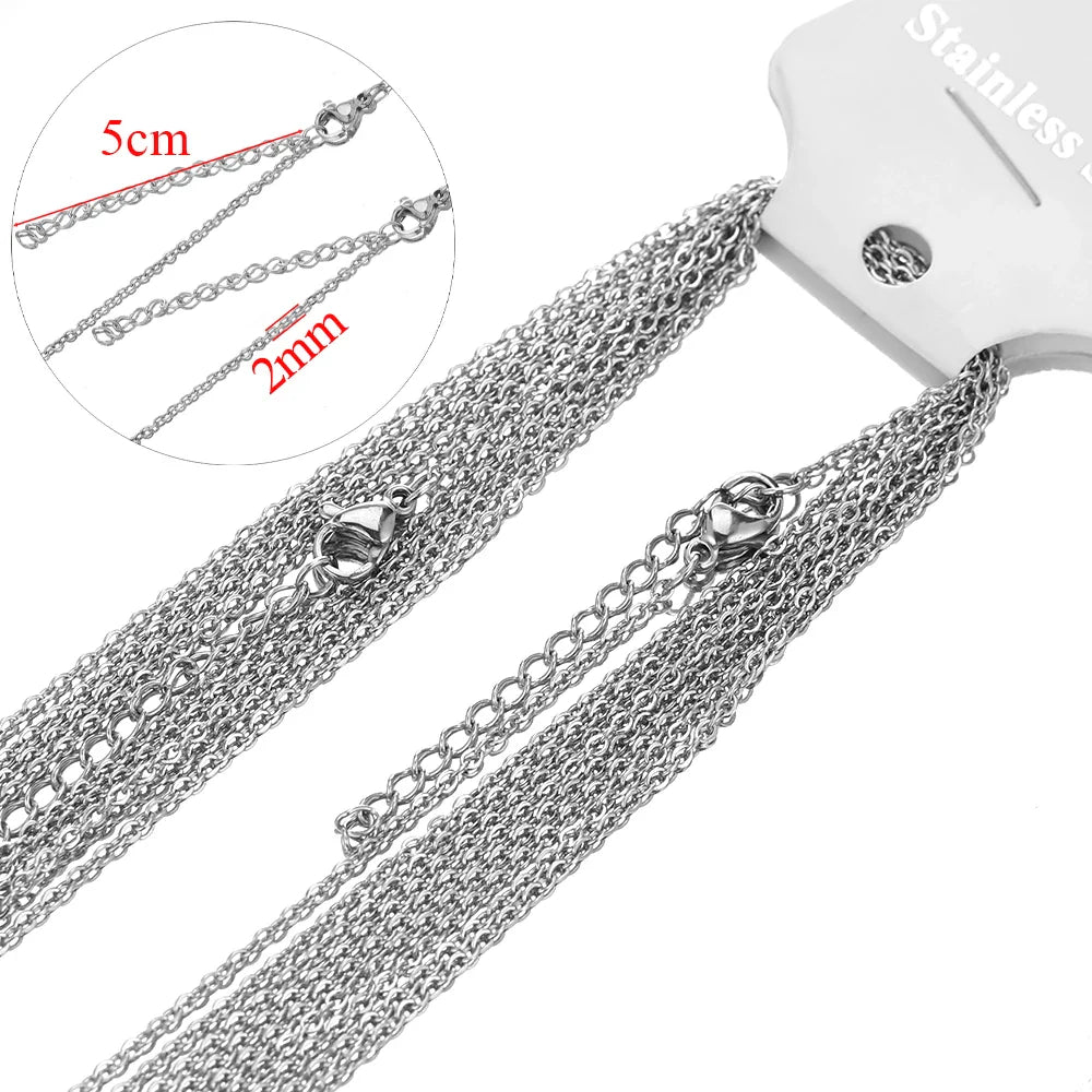 10pcs Gold Stainless Steel Link Chains – 45+5cm Adjustable Necklaces, Fashion Jewelry Chokers for DIY