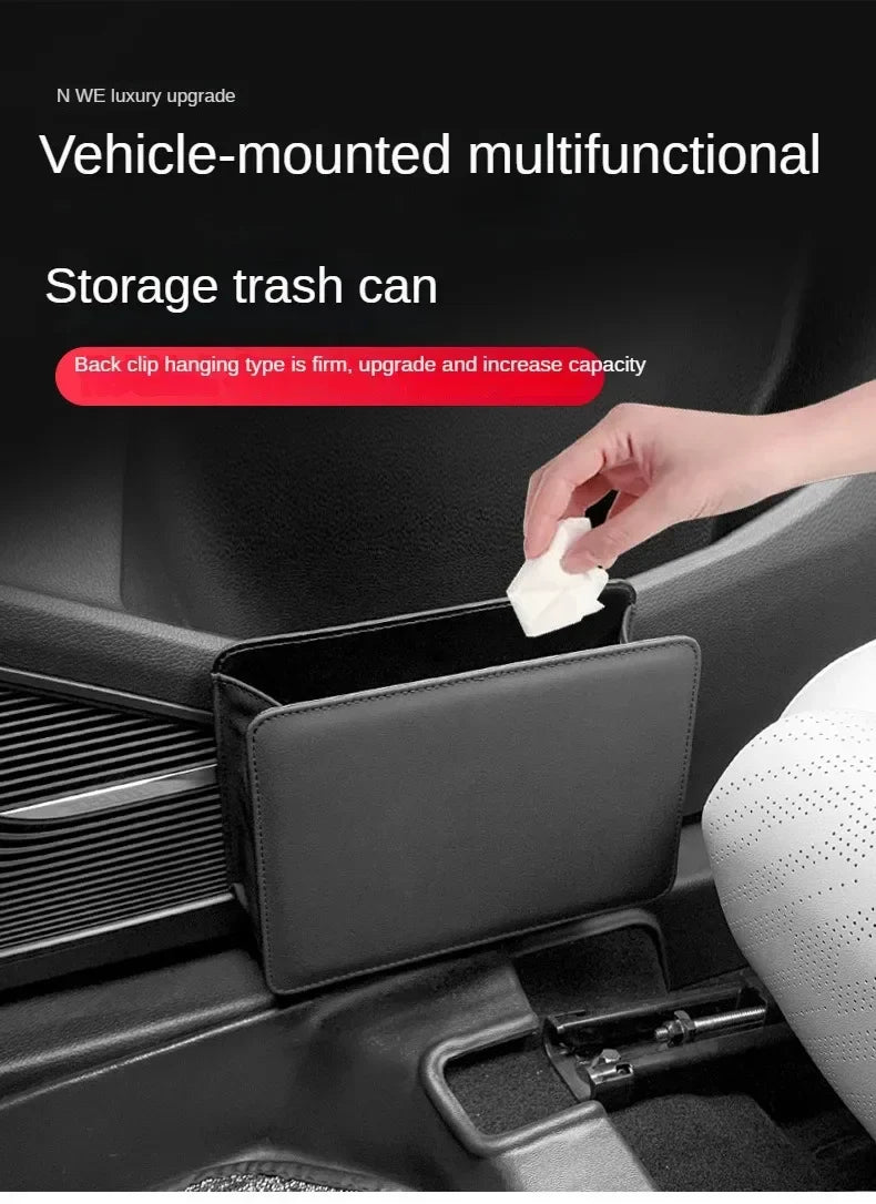 Car Trash Can & Storage Bag — Foldable Hanging Seat Back Organizer for Car Door & Interior Storage