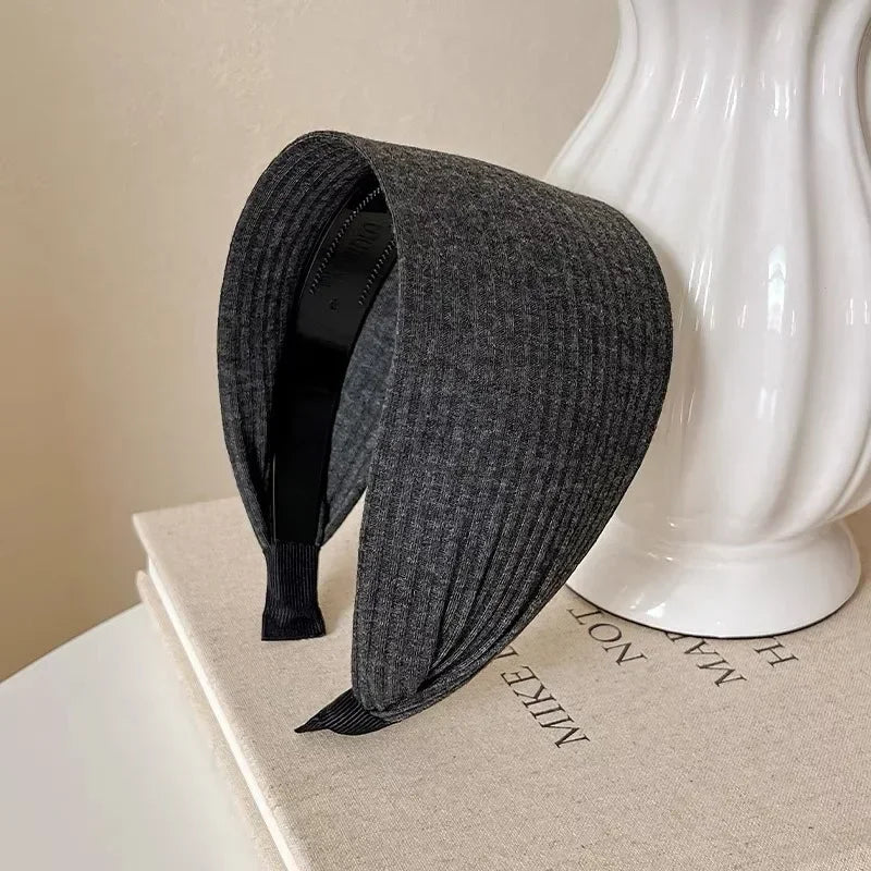 New Soft Wide Knitting Cotton Hairbands for Women & Girls – Korean Solid Turban with Teeth, Head Band Headwear Accessories