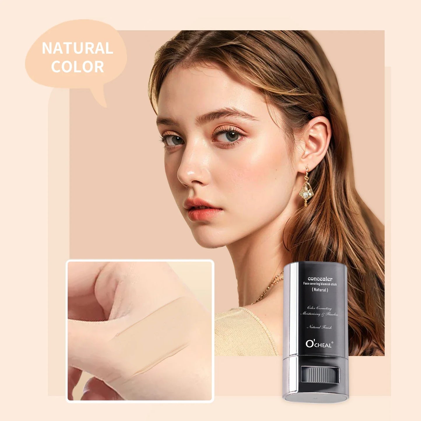 Ocheal Face Foundation Contour Stick – Long-Wear Lightweight Concealer & Blemish Brightening Makeup