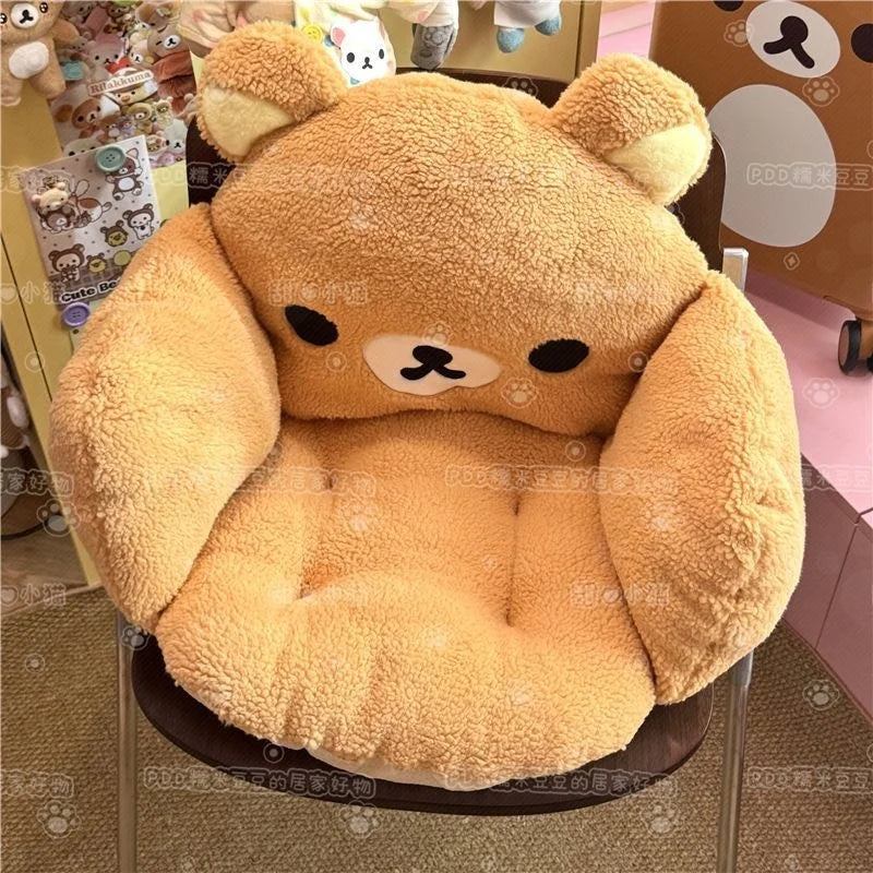 2026 Rilakkuma Plush Seat Cushion - Thickened Winter Warm Chair Pad and Tatami Mat Comfort Cushion