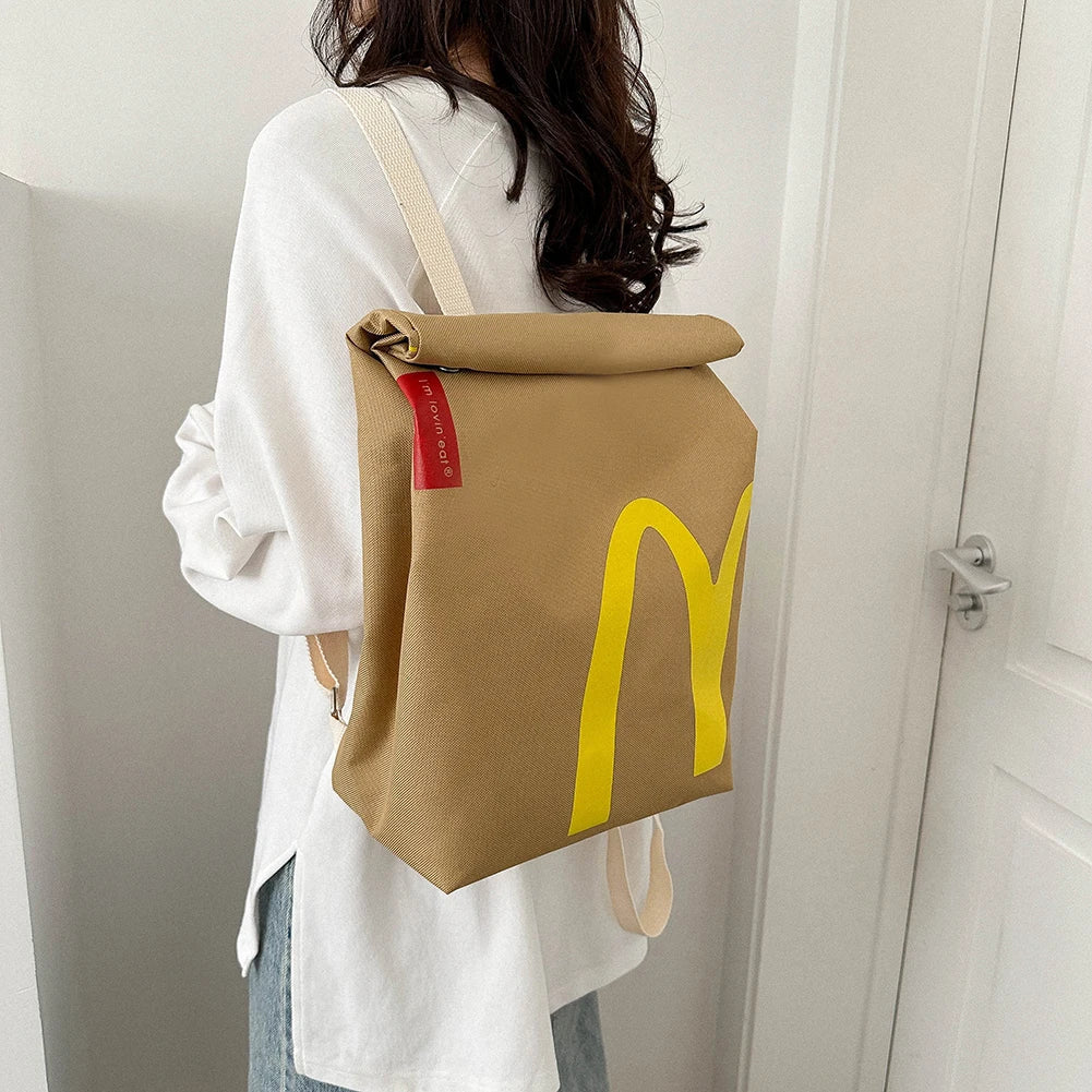Novelty Roll Top Backpack — Large Capacity Casual School & Commuting Daypack for Women and Girls