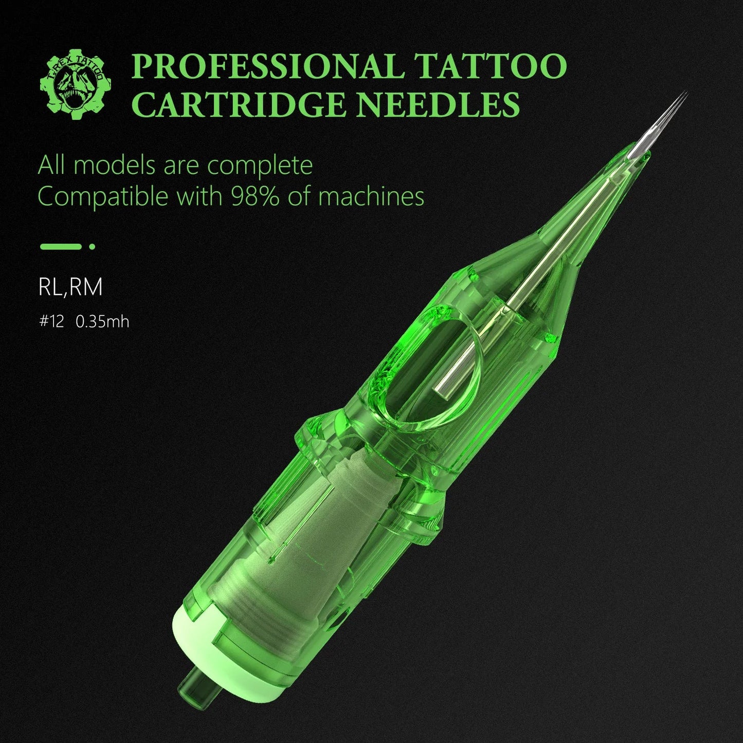 T-Rex 20PCS Tattoo Cartridge Needles - Disposable RL & RM 0.35MM Ink Cartridges for Tattoo Machines
