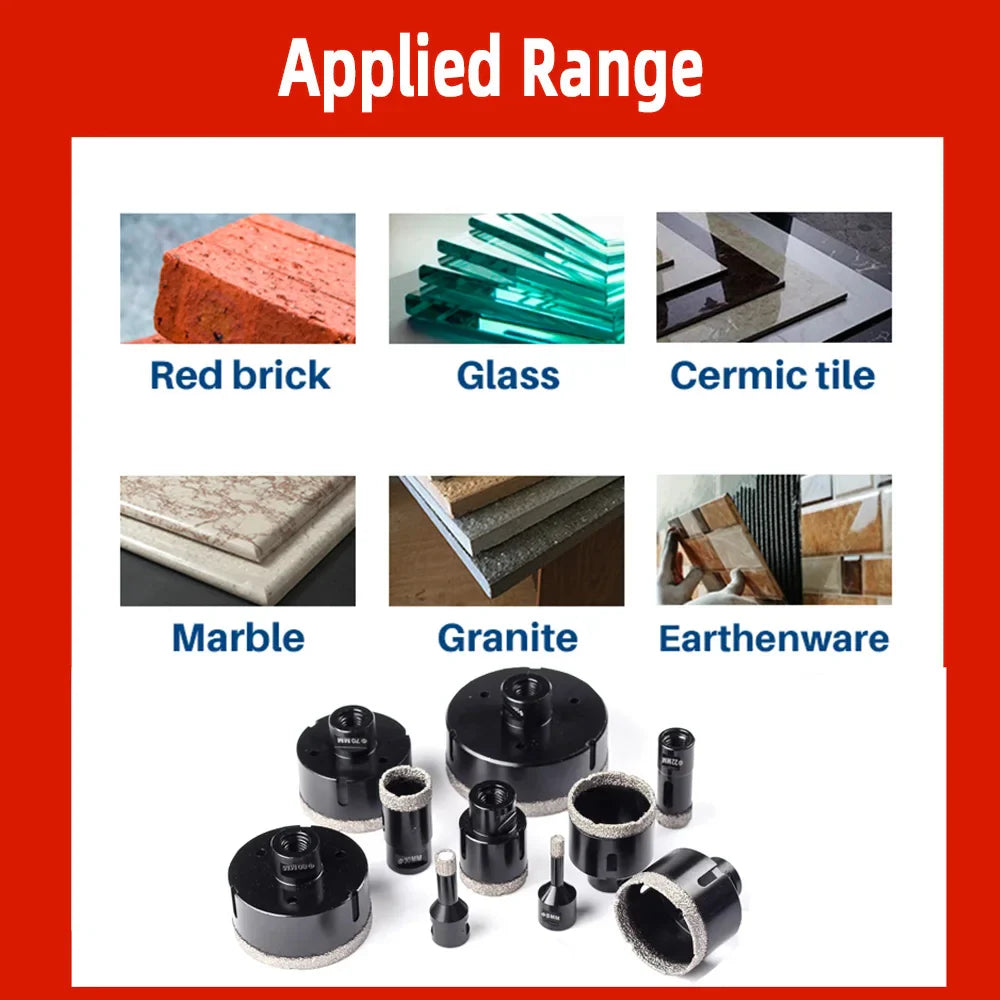 Diamond Brazed Dry Core Drill Bit 6–100mm Hole Saw (1pc) — For Porcelain Tile, Marble, Glass & Granite Cutting
