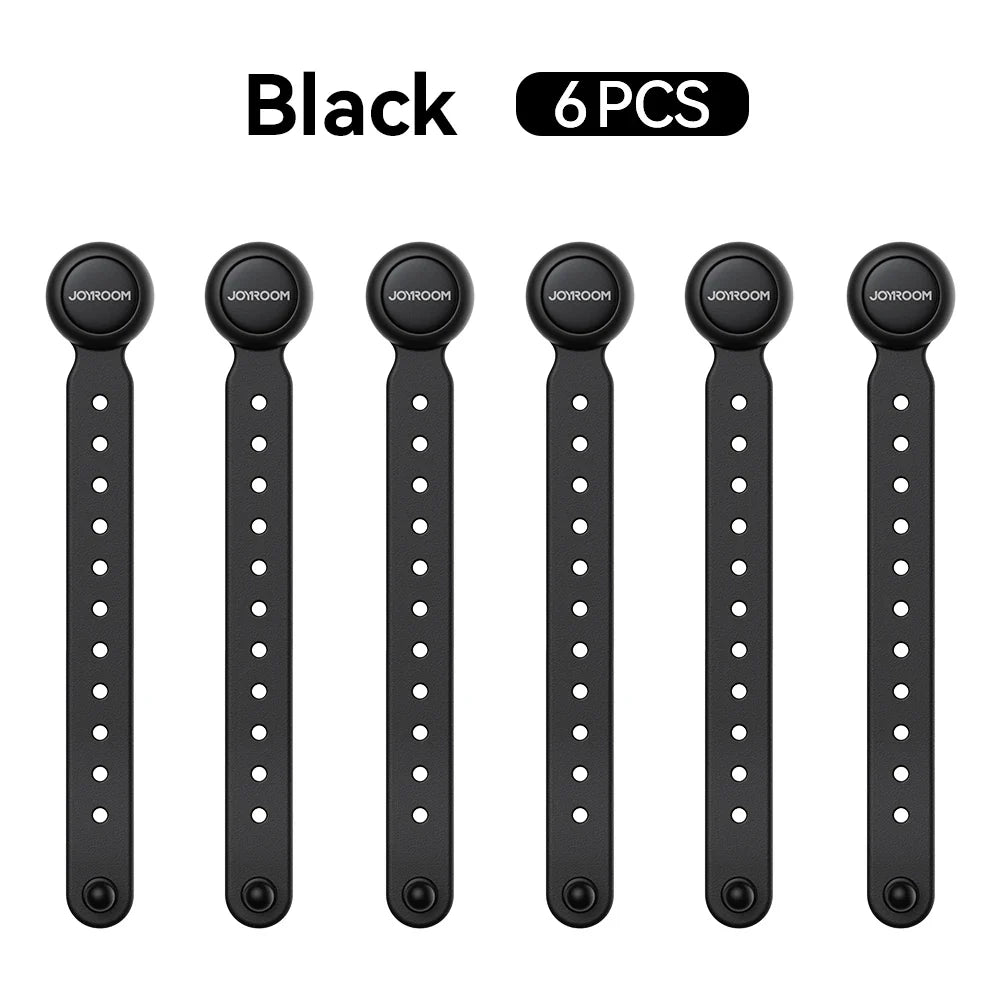 Joyroom Magnetic Cable Management Ties – 12/6PCS Adjustable Wire Organizer with Hook & Loop Straps for Home