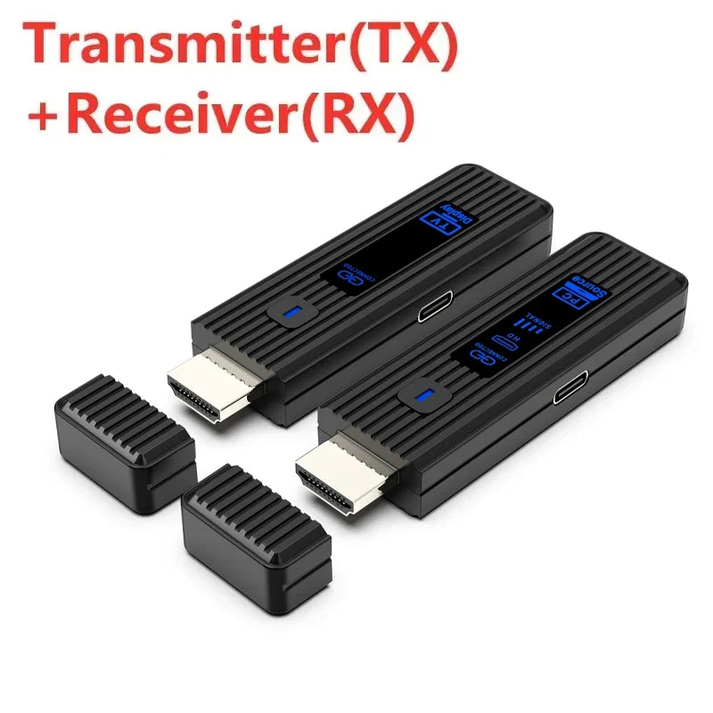 Wireless HDMI Video Transmitter & Receiver Extender Kit – TV Stick Dongle Adapter for PC, Camera, Laptop to Projector, Monitor & TV