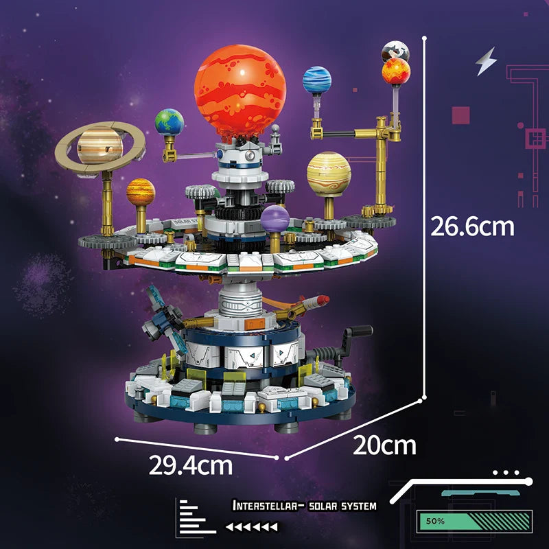 Rotating Solar System Building Blocks Set – Interstellar Space Science Educational Assemble Bricks Toy Gift
