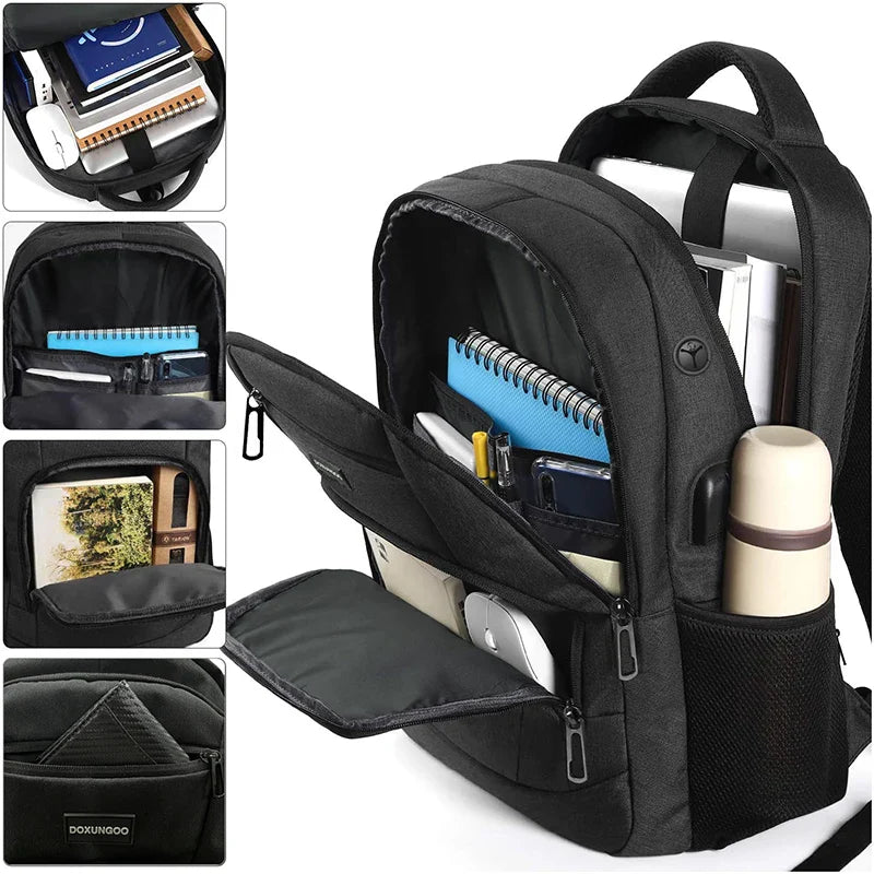 New Large Capacity Waterproof And Breathable Backpack, 15.6-inch Computer Bag, USB, Reserved Port For Headphone Cable DOXUNGOO