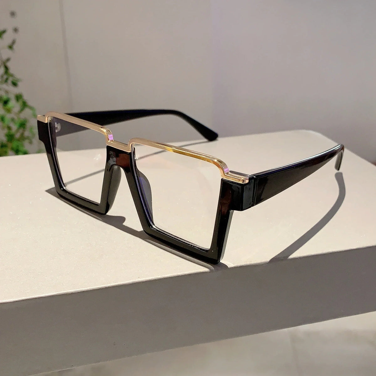 KAMMPT Oversized Square Glasses for Women – Stylish Semi-Metal Frame Eyeglasses, Vintage Design Blue Light Blocking Fashion Eyewear