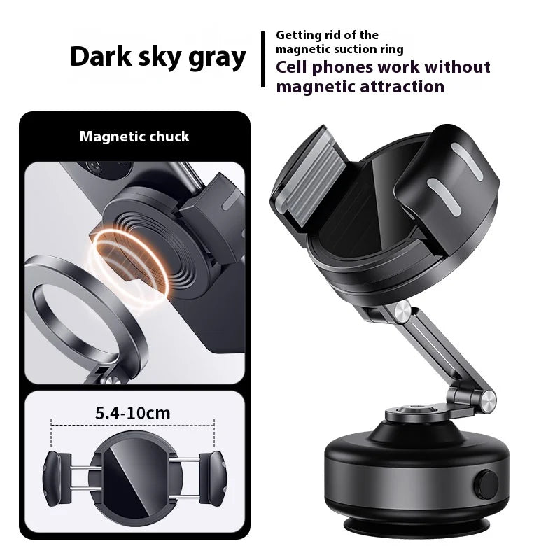 Magnetic Vacuum Adsorption Car Mount β Foldable 360Β° Rotating Aluminum Alloy Phone Holder for Smartphones