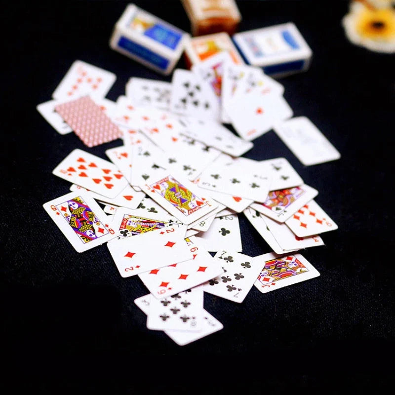 Mini Funny Cute Playing Cards – Super Small Poker Deck for Travel Games, Prank Props & Dollhouse Miniature Accessories