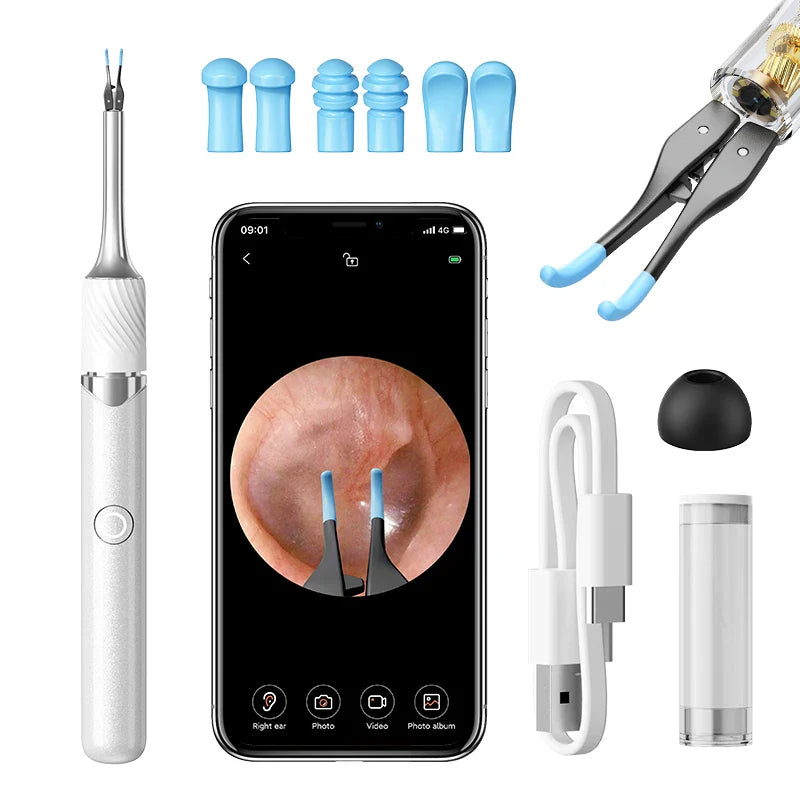 Visual Ear Cleaner with Camera – Ear Wax Removal Tool with 12MP, Ear Pick, Tweezers & 6 Ear Spoons for Ear Care