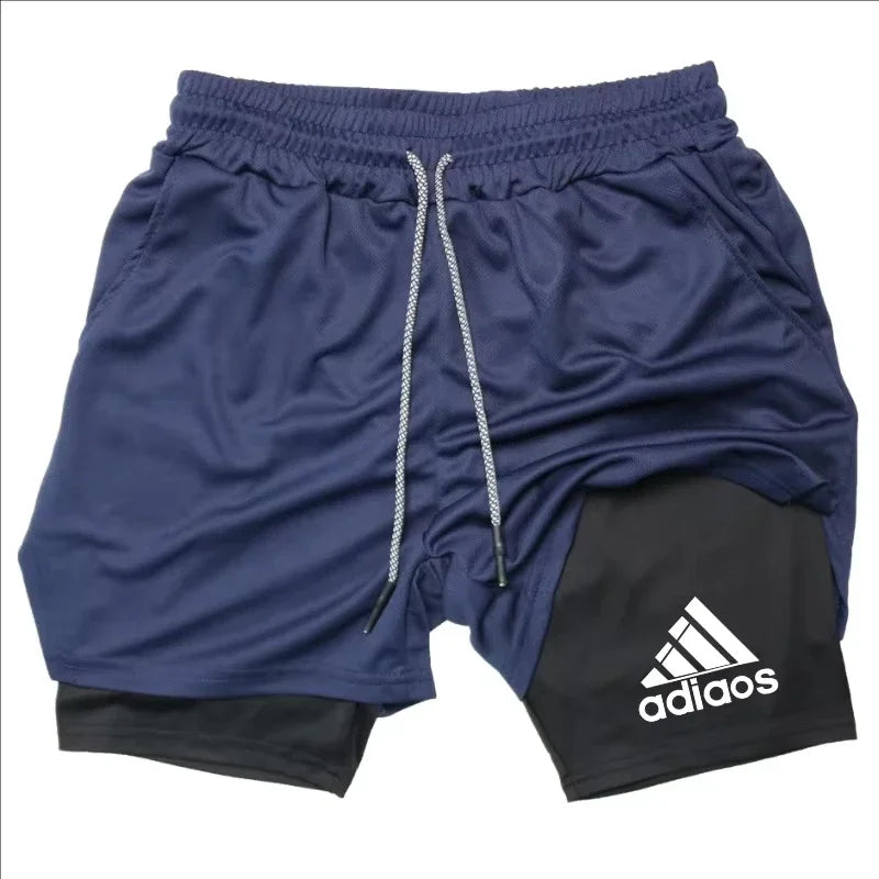 Men’s 2-in-1 Compression Running Shorts – Breathable Mesh Quick-Dry Gym Fitness Training Sports Shorts for Summer Workout