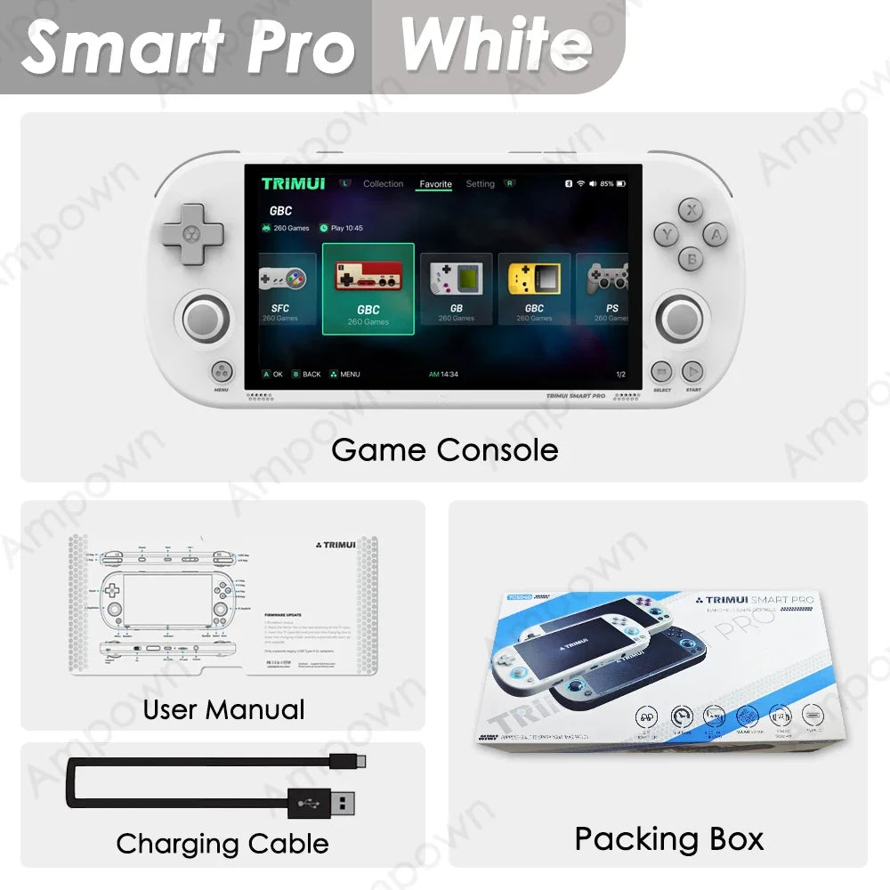 Trimui Smart Pro Handheld Game Console – 4.96'' IPS Screen, Linux System, Joystick & RGB Lighting, Retro Video Game Player Gift