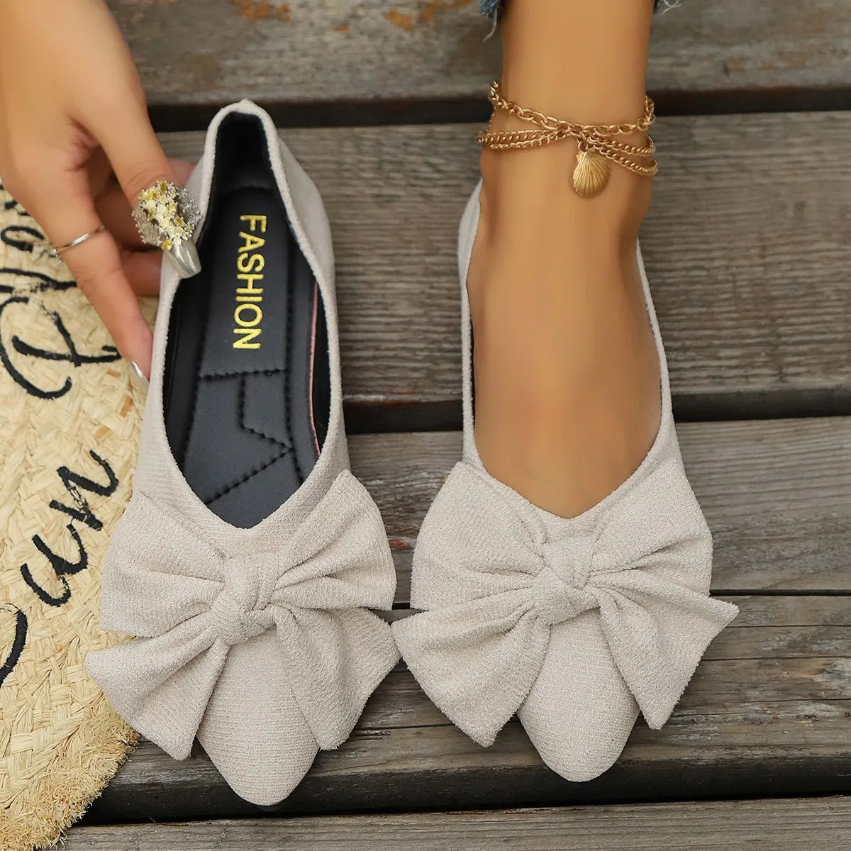 Women’s Summer Flats Shoes – Bow Accent Pointed Toe Loafers, Casual Breathable Walking Sneakers