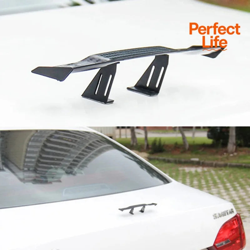 Mini Carbon Fiber Look Rear Spoiler - GT Style Car Winglet Decoration Auto Exterior Accessory