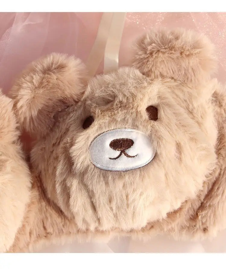 Soft Cute Bear Lingerie — Autumn Winter Plush Cartoon Bra for Women