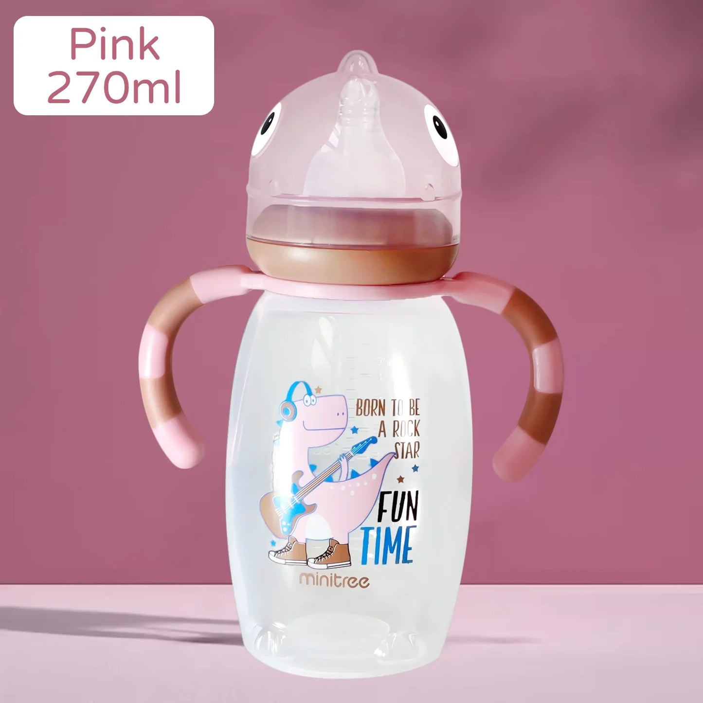Baby Dinosaur Silicone Nipple Bottle – Imitation Breastfeeding with Straw Handle for Baby Boy & Girl