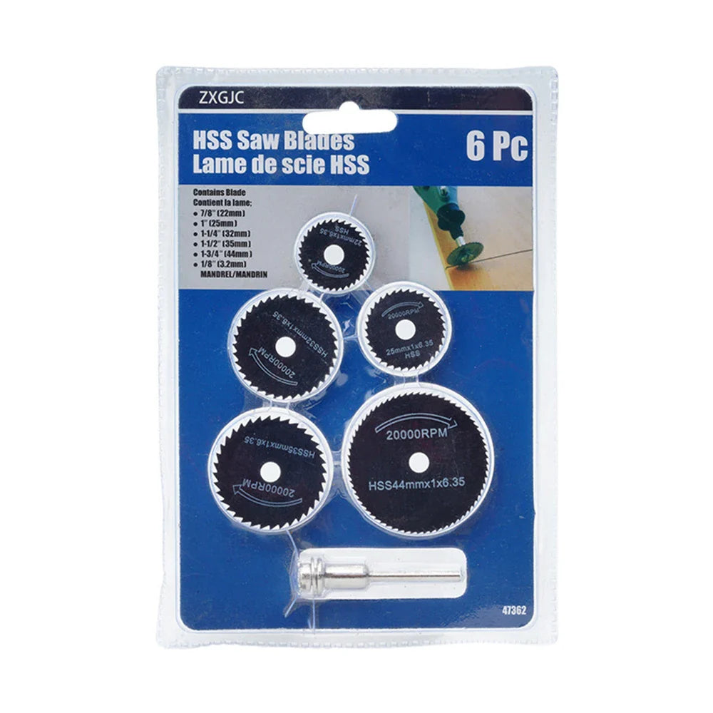 6Pcs High-Speed Steel Woodworking Saw Blade Set – Metal Cutting Circular Saw Blades for Electric Drill, Grinder & Power Tool Use