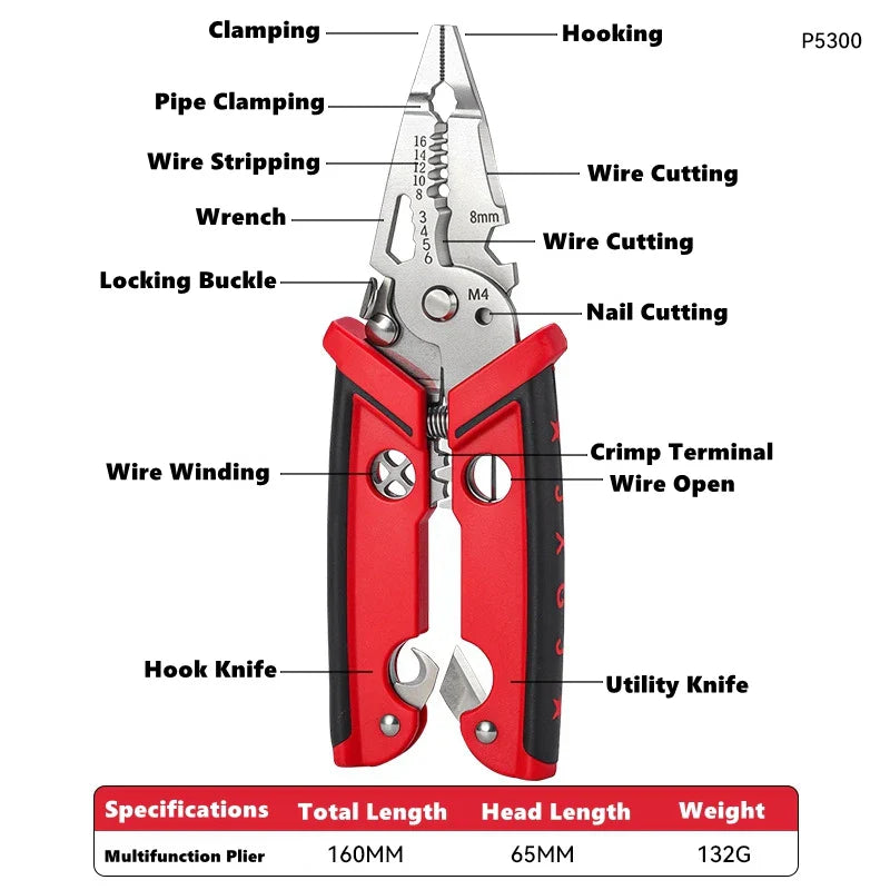 18-in-1 Multifunction Electrician Pliers – Wire Stripper, Crimper & Cutting Tool for Professional Electrical Work & Repair