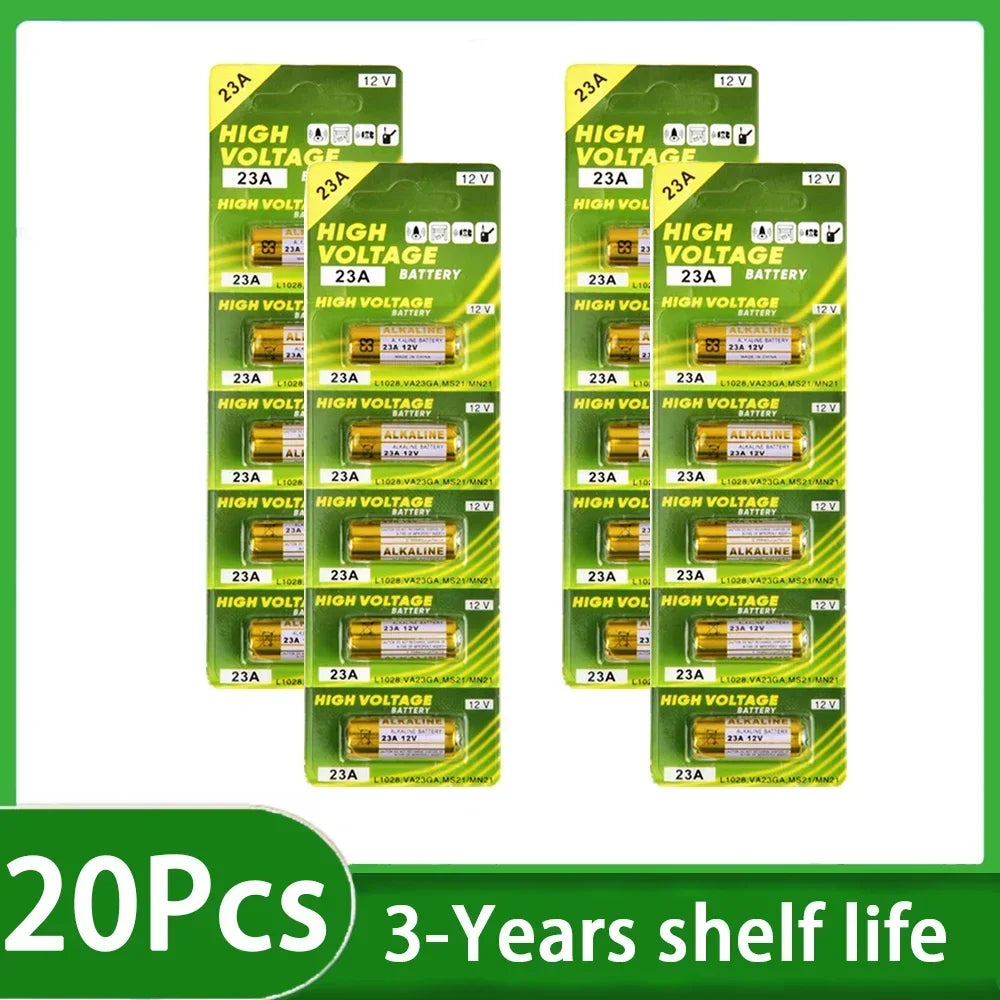 12V A23 Battery Pack - 23A Alkaline Batteries for Doorbells Remote Controls & Electronic Toys