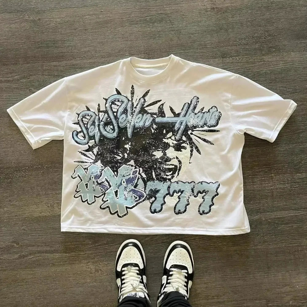 American Letter Graphic T-Shirt - Y2K Oversized Harajuku Gothic Streetwear for Men & Women