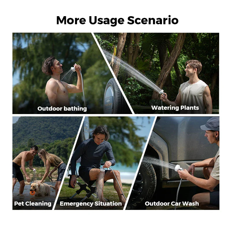 FLEXTAIL Portable Outdoor Camping Shower Pump – IPX7 Waterproof Electric Shower for Camping, Car Wash & Dishwashing (No Box)