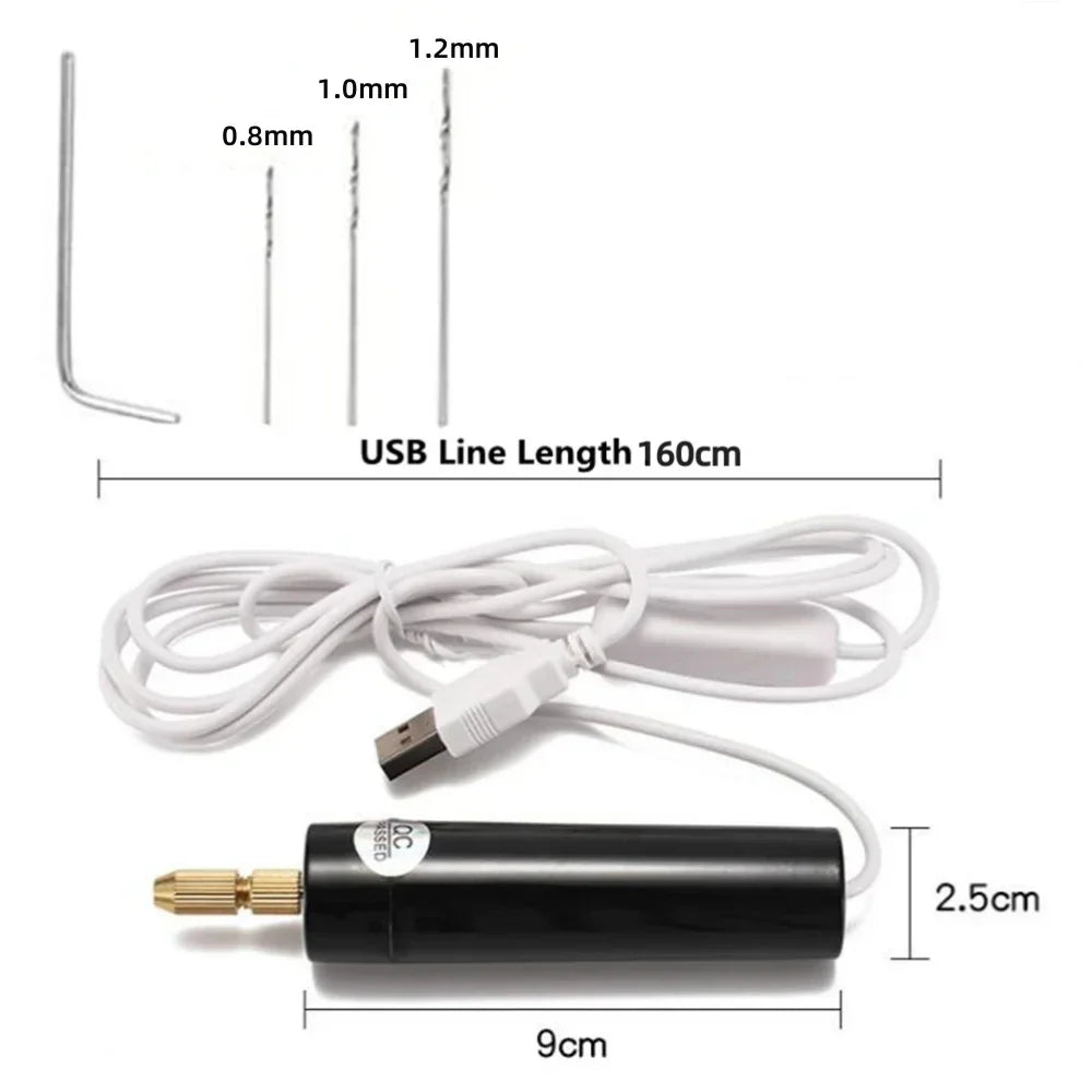 Mini Handheld USB Electric Drill – DIY Engraving Tool for Epoxy Resin, Jewelry Making & Wood Craft Precision Work