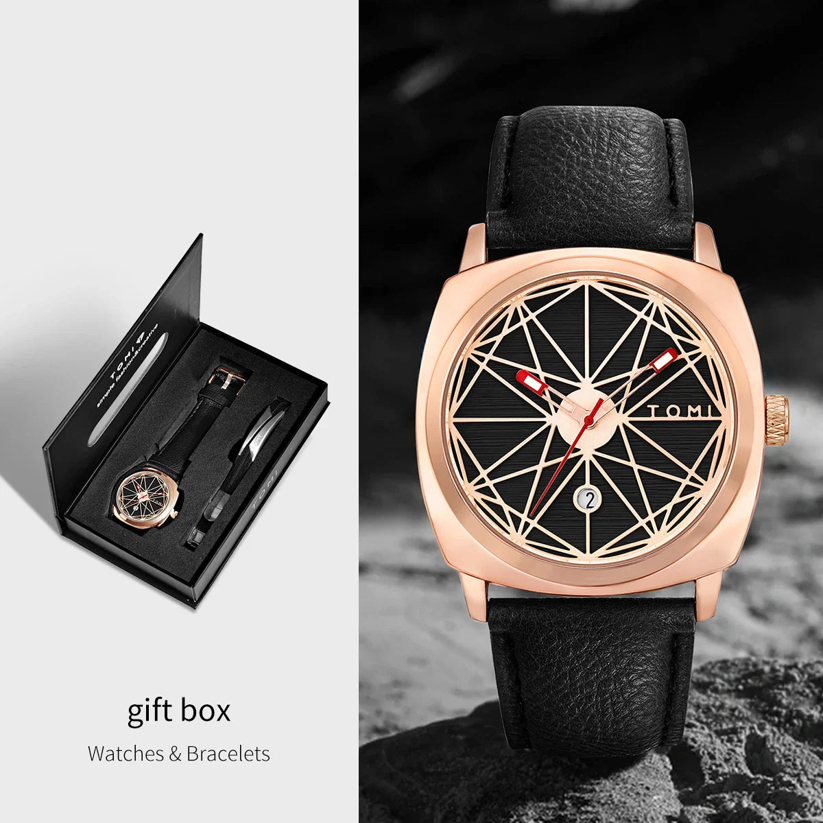 TOMI 2024 Men's Luxury Watch & Bracelet Gift Set – Business Quartz Calendar Watch, 2PCS Versatile Reloj for Men